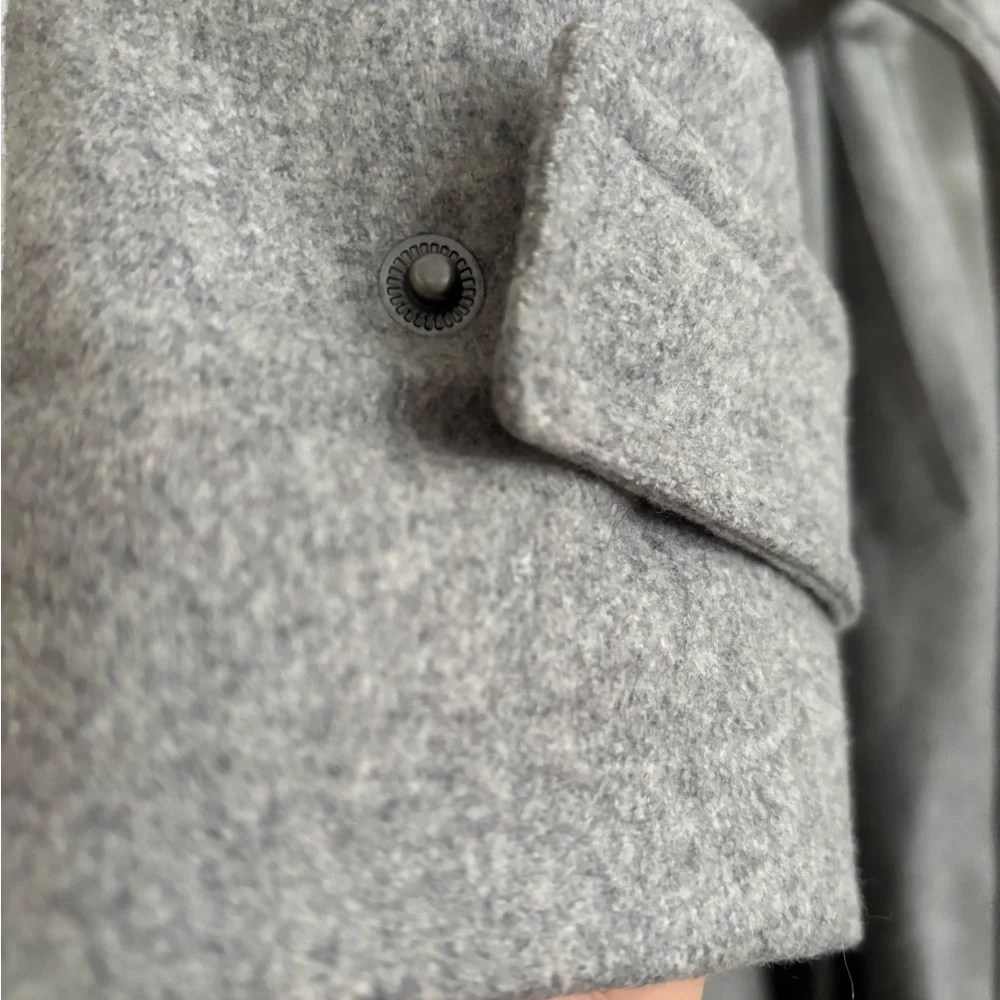 Theory Classic Heathered Gray Wool Cashmere Trench Coat M - Picture 10 of 15
